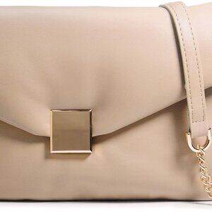 Chic Puffer Envelope Clutch for Women - Vegan Leather Shoulder Bag in Nude